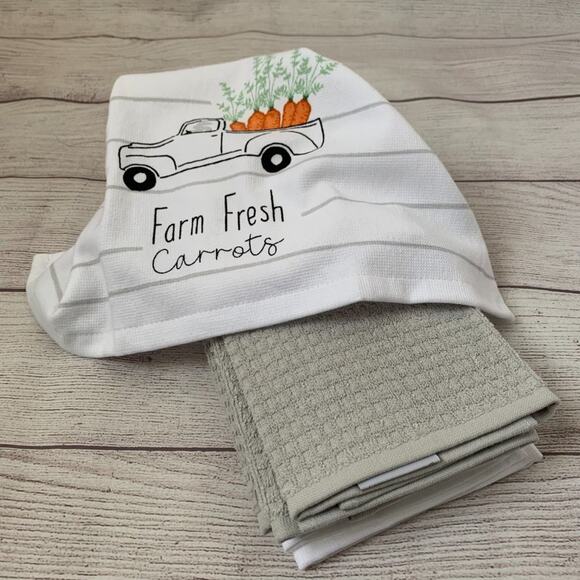 La Cuisine by Kassatex Farmhouse Kitchen Hand Towel Set of 4 Easter Dish Towels - Picture 1 of 10